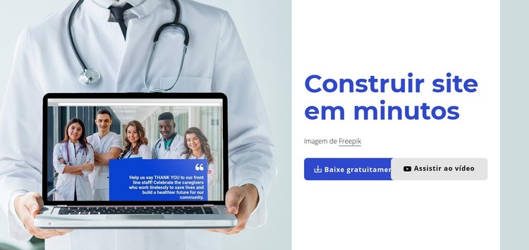 Construa websies em minutos Maquete do site