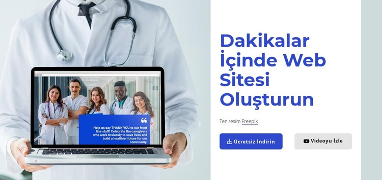 Dakikalar içinde web siteleri oluşturun Açılış sayfası