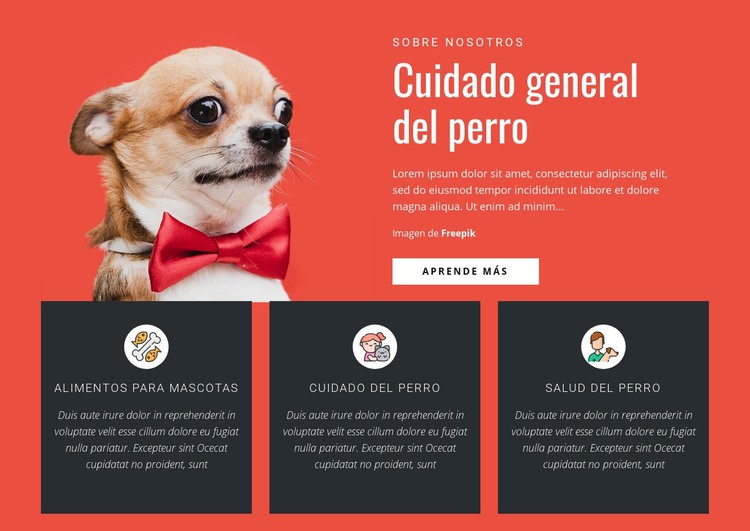 Cuidado general del perro Diseño de páginas web