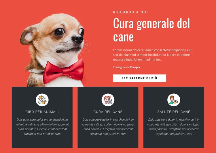 Cura generale del cane Costruttore di siti web HTML