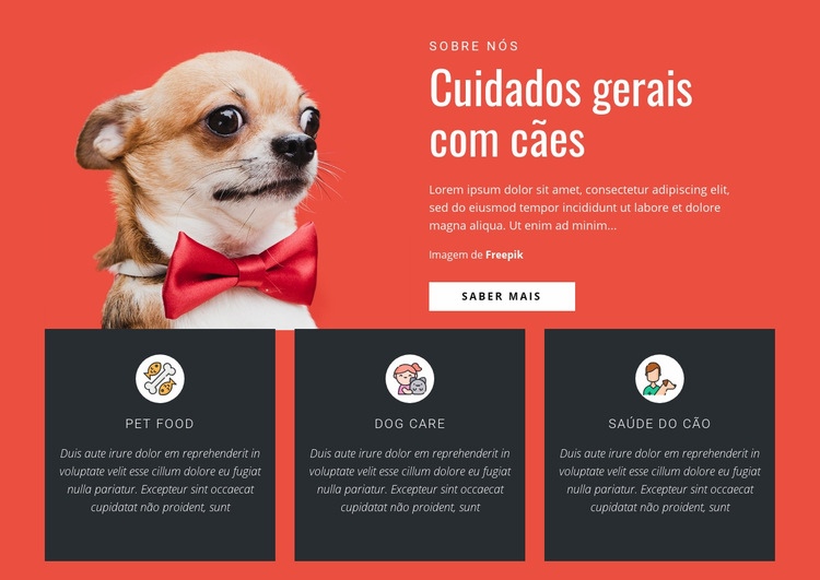Cuidados gerais com cães Maquete do site