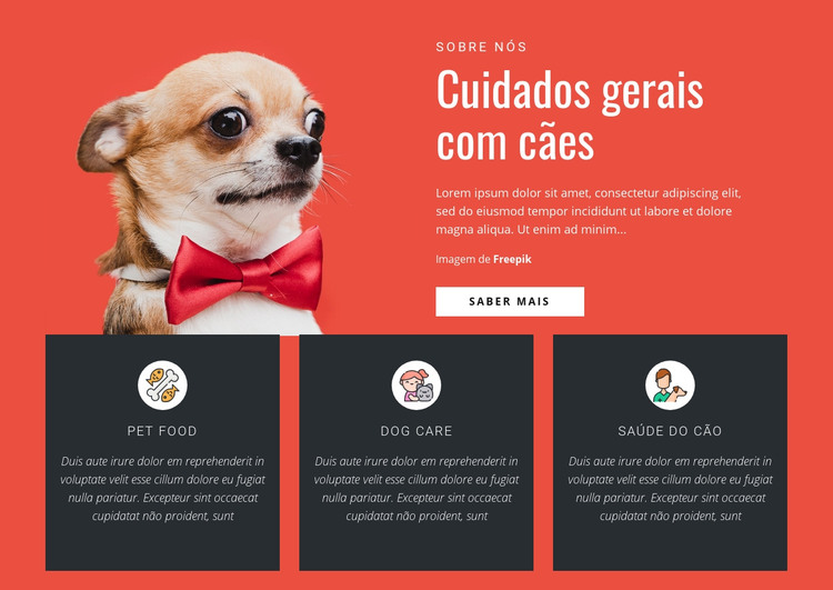 Cuidados gerais com cães Modelo HTML