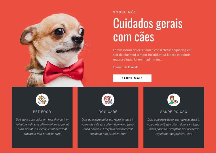 Cuidados gerais com cães Modelo HTML5