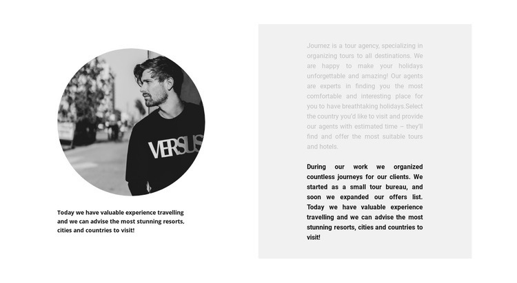 Round photo and text Squarespace Template Alternative