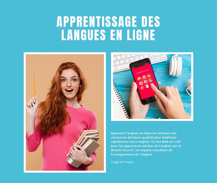 Apprentissage de l'anglais en ligne Conception de site Web