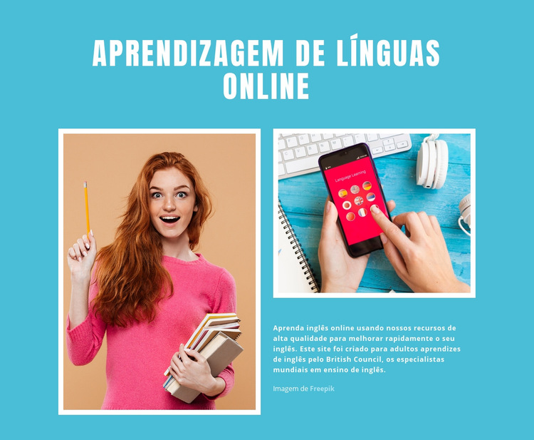 Aprendizagem de Inglês Online Modelo de site