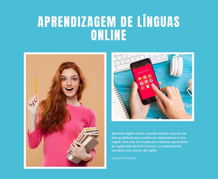 Aprendizagem de Inglês Online Landing Page
