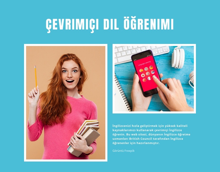 Çevrimiçi İngilizce Öğrenimi Web sitesi tasarımı