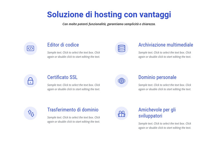 Soluzioni di cloud hosting Modello di sito Web