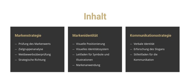 Inhalt für die Website CSS-Vorlage