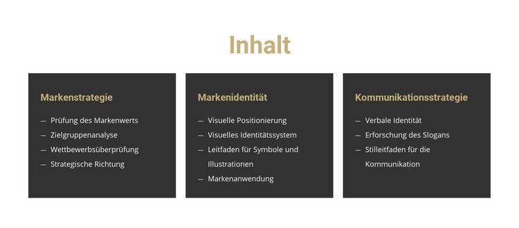 Inhalt für die Website Vorlage