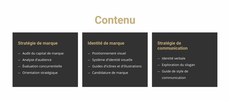 Contenu du site Modèle HTML5