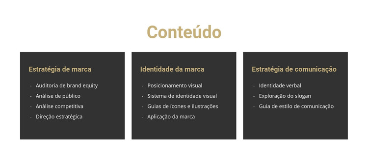 Conteúdo para o site Modelo HTML