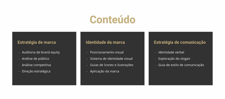 Conteúdo para o site Modelo de uma página