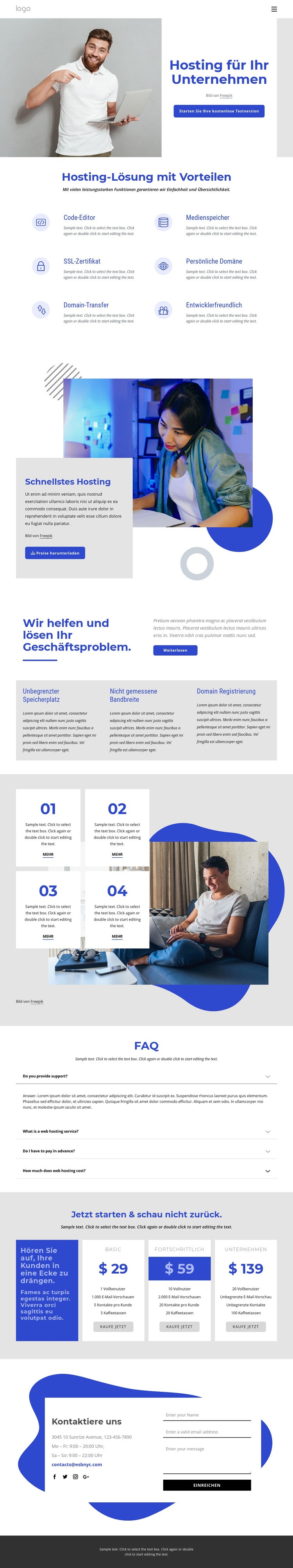 Webhosting-Unternehmen HTML Website Builder