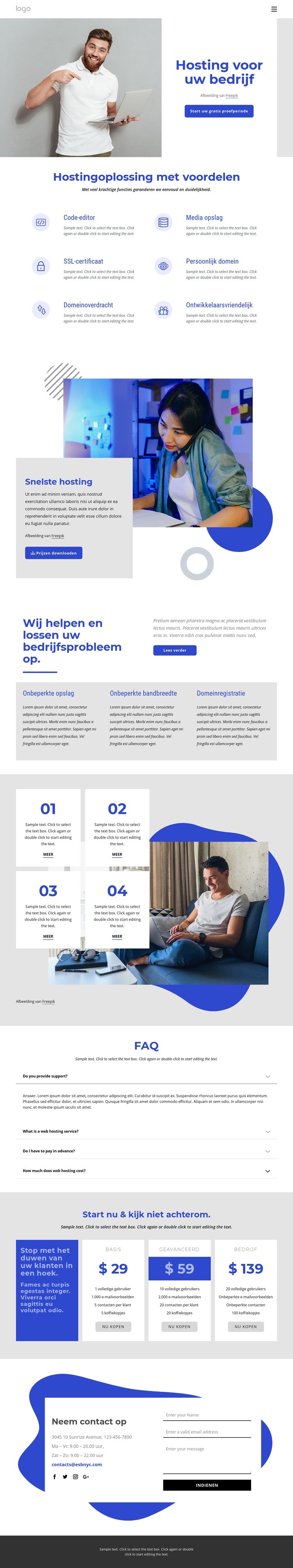 Webhostingbedrijf Website Builder-sjablonen