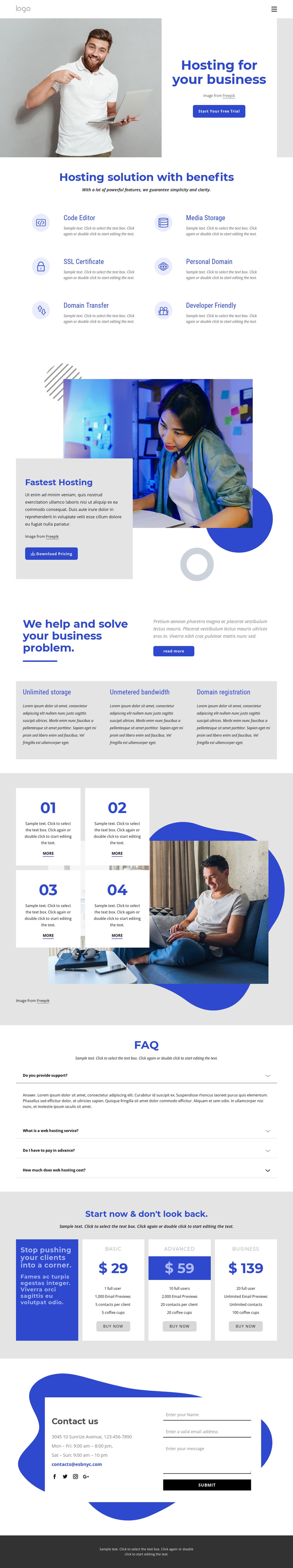 Web hosting company One Page Template