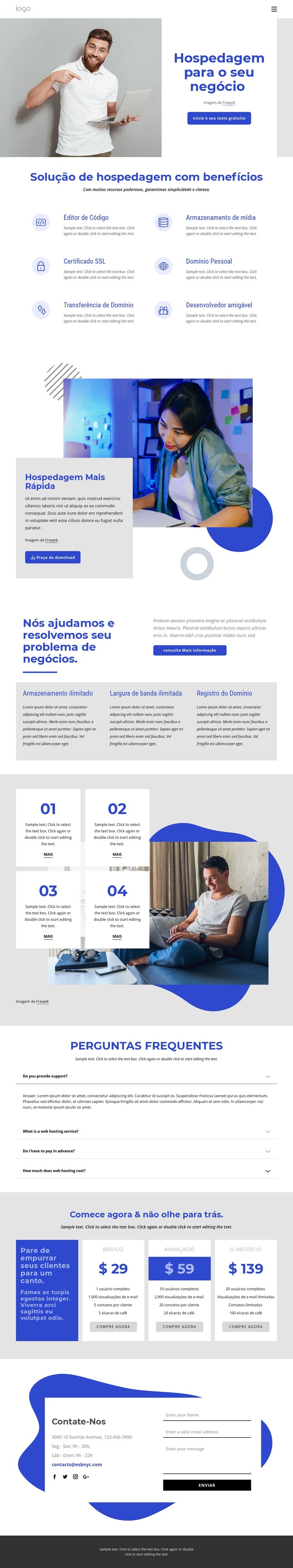 Empresa de hospedagem na web Modelo de uma página