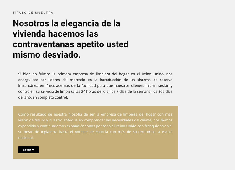 Título y dos textos con un botón Plantilla de sitio web