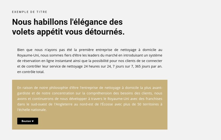 Titre et deux textes avec un bouton Modèle CSS