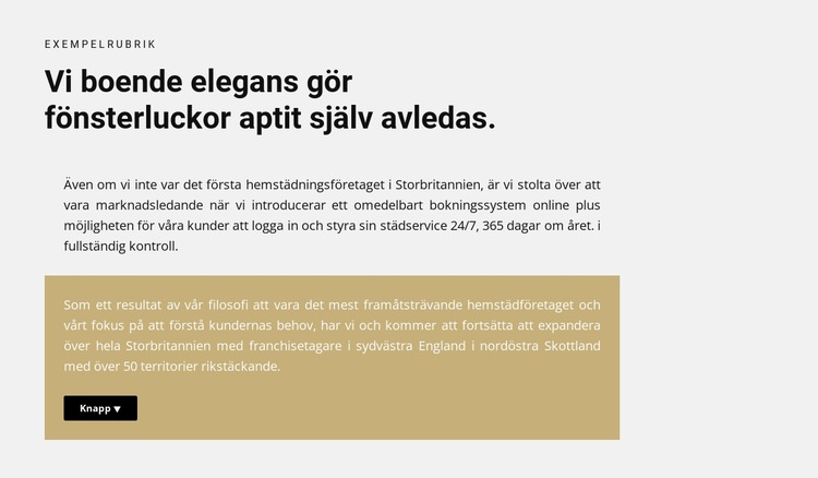 Titel och två texter med en knapp CSS -mall