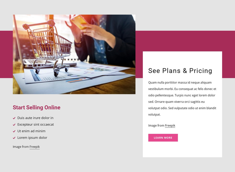 Start selling online One Page Template