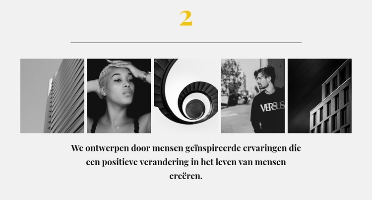 Vijf foto's en tekst Website mockup