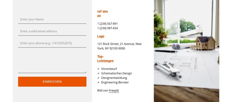 Unterstützung für Architekten Website Builder-Vorlagen