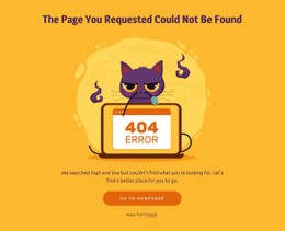 404 Page With Cat Landing Page Template
