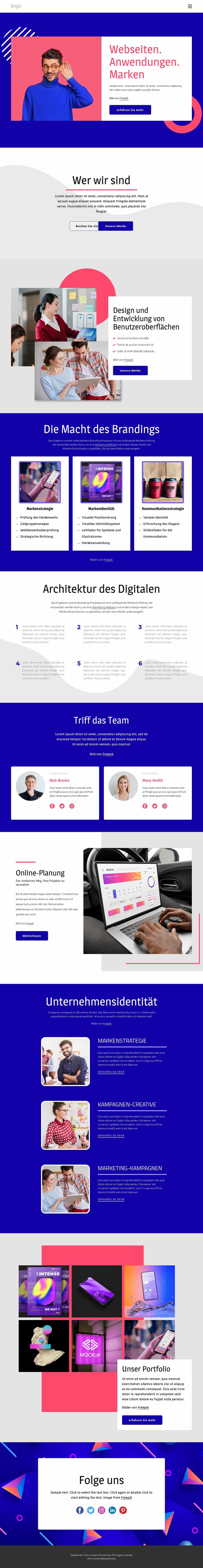 Websites und Anwendungen Website Builder-Vorlagen