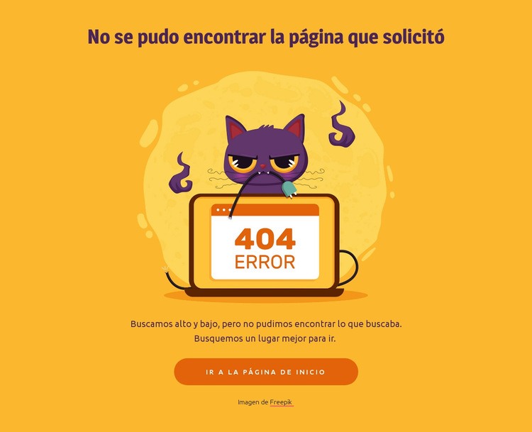 404 página con gato Creador de sitios web HTML