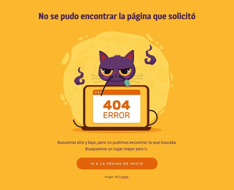 404 página con gato Diseño de páginas web