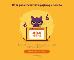 404 Página Con Gato Redes Sociales