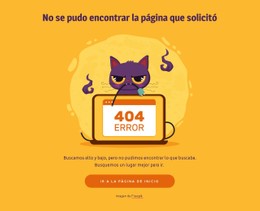 404 Página Con Gato Plantilla De Página De Destino