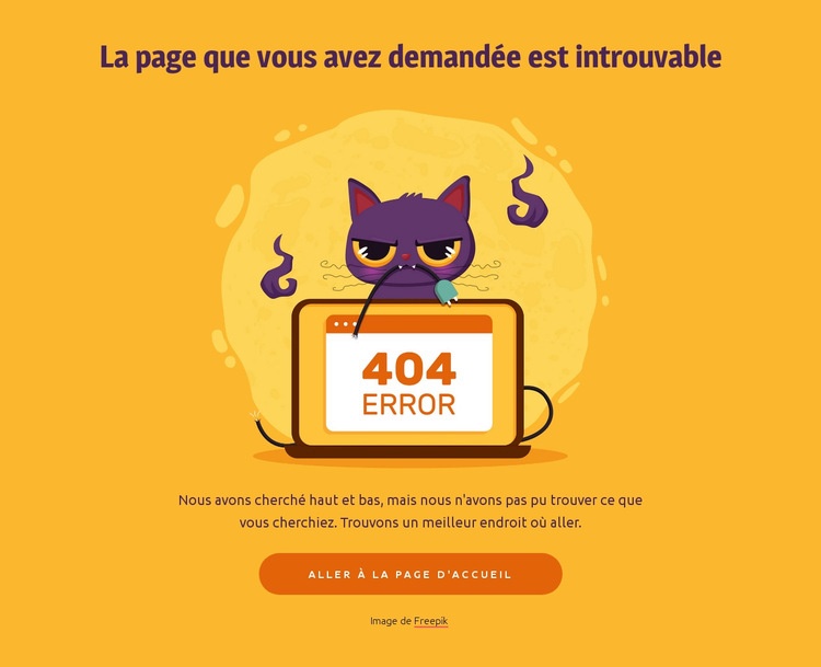 404 page avec chat Maquette de site Web