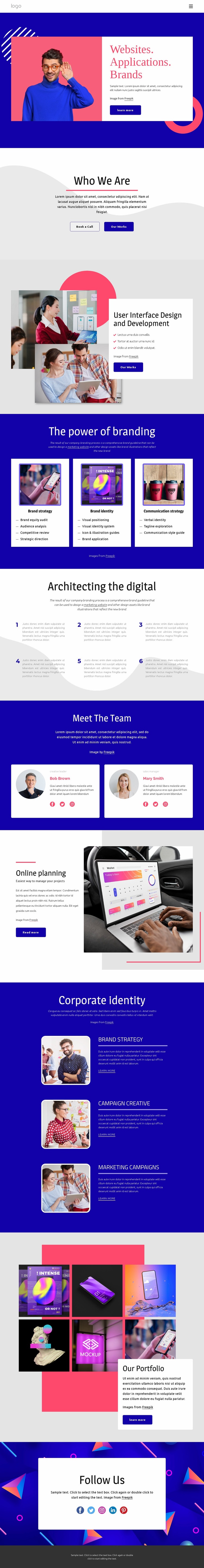 Websites and applications Homepage Design