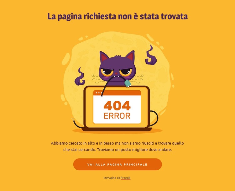 404 pagina con gatto Costruttore di siti web HTML