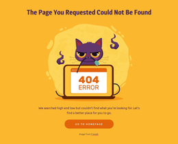 404 Page With Cat Landing Page Template