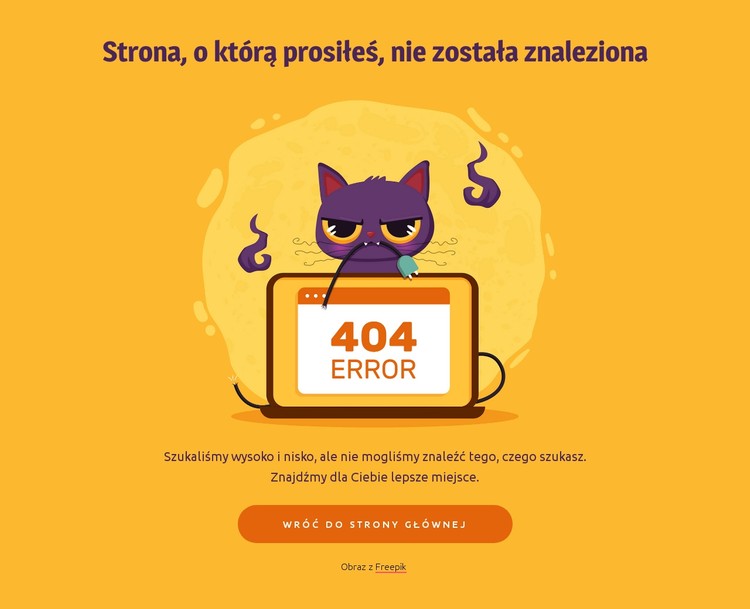 Strona 404 z kotem Szablon CSS