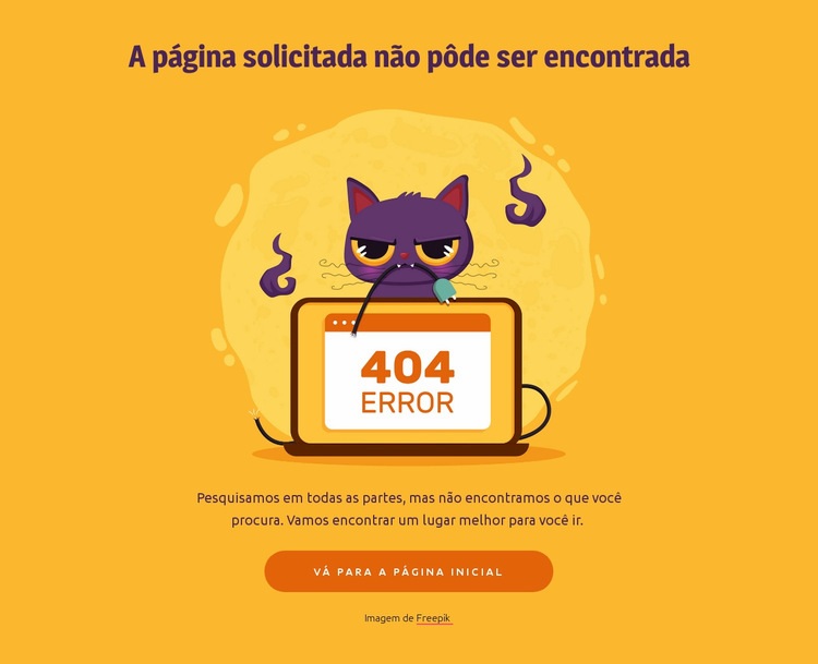 Página 404 com gato Construtor de sites HTML
