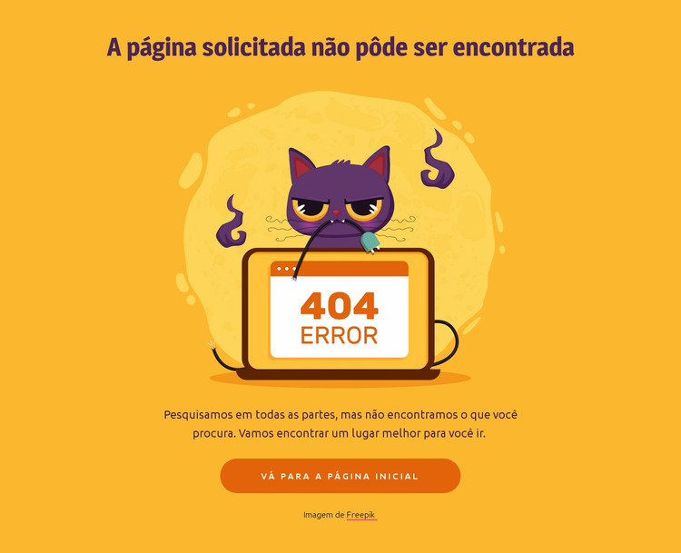 Página 404 com gato Template Joomla
