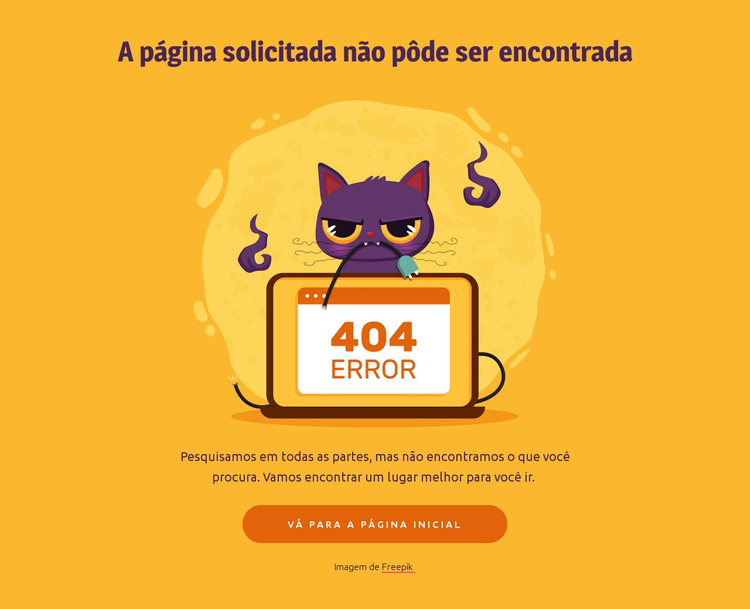 Página 404 com gato Tema WordPress