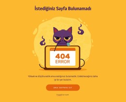 Kedi Ile 404 Sayfa Açılış Sayfası Şablonu