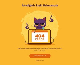 Kedi Ile 404 Sayfa - Duyarlı HTML5 Şablonu
