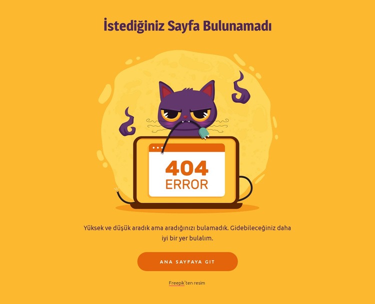 kedi ile 404 sayfa Web sitesi tasarımı