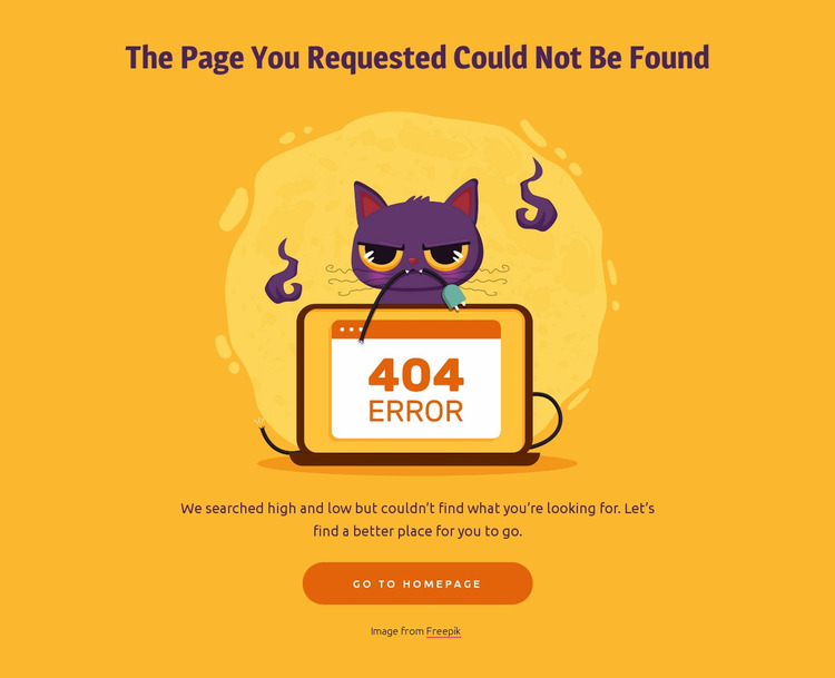 404 page with cat Website Mockup