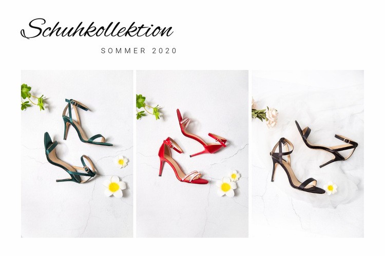 Schuhkollektion Website design