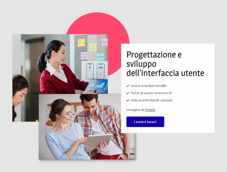 Progettazione dell'interfaccia Costruttore di siti web HTML