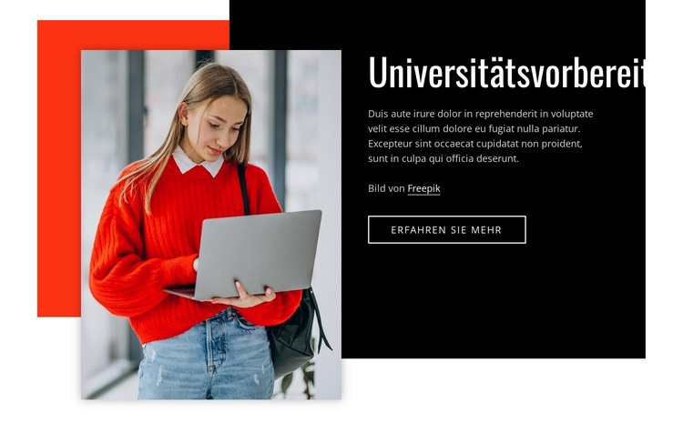 Universitätsvorbereitung Landing Page