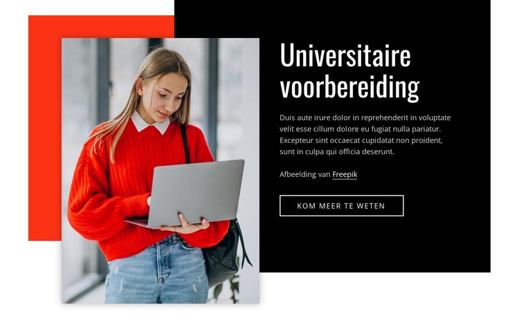 Universiteitsvoorbereiding Website mockup